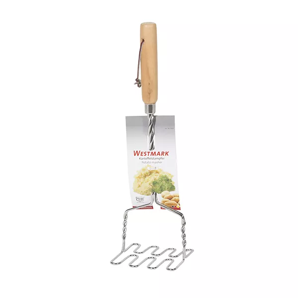 STAINLESS STEEL WIRE POTATO MASHER WITH WOODEN HANDLE cm.10x9,5x36