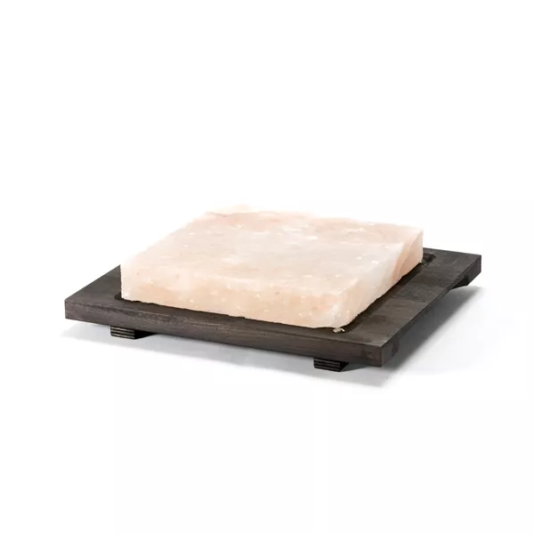 SALT PLATE cm.20x20 WITH WOODEN BASE