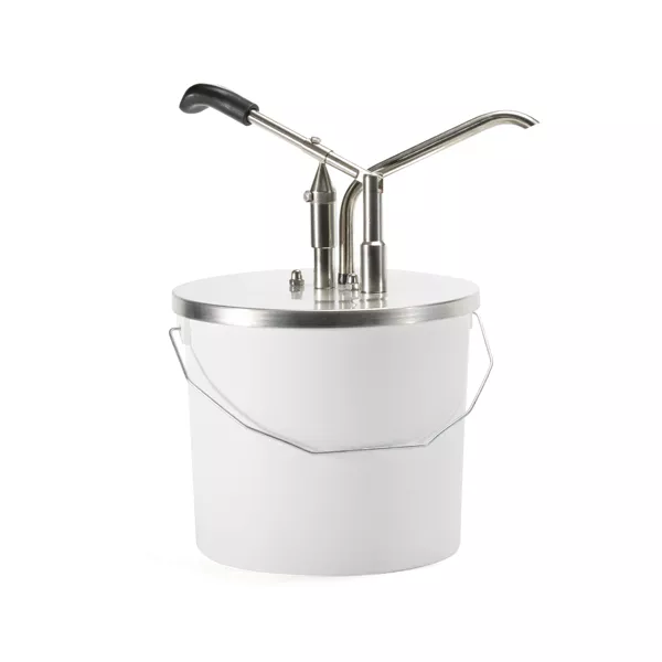 STAINLESS STEEL LEVER DISPENSER FOR SAUCES WITH PLASTIC BUCKET capacity lt.5
