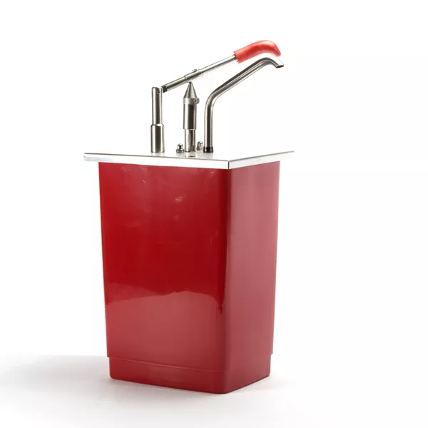 STAINLESS STEEL LEVER DISPENSER FOR SAUCES RECTANGULAR RED IN PLASTIC capacity lt.8