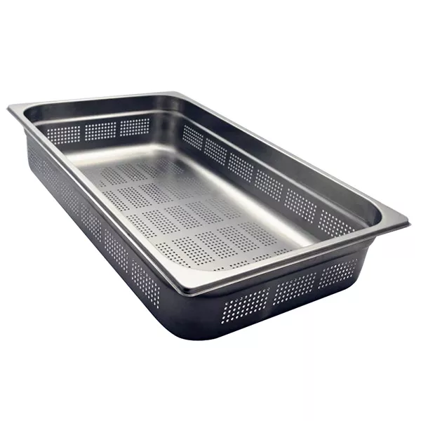 GASTRONORM STAINLESS STEEL PERFORATED TRAY 1/1 cm.53x32,5x10 capacity lt.15,0