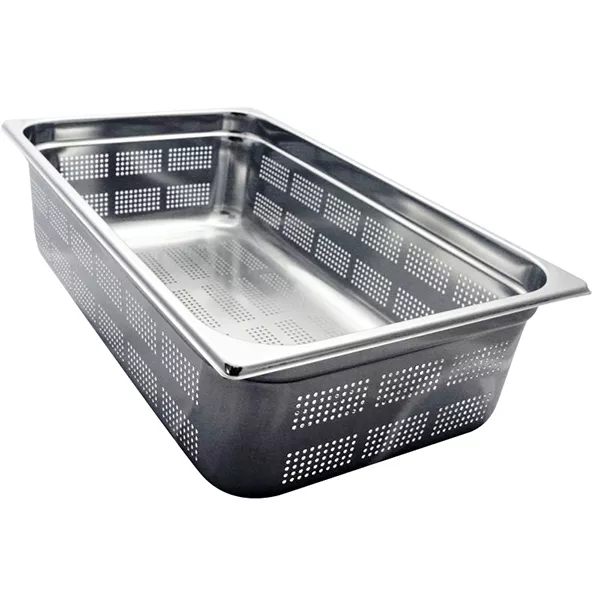 GASTRONORM STAINLESS STEEL PERFORATED TRAY 1/1 cm.53x32,5x15 capacity lt.22,5