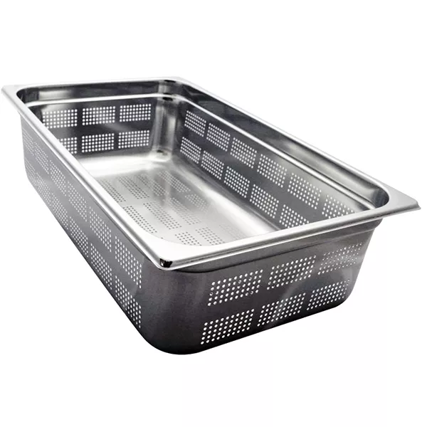 GASTRONORM STAINLESS STEEL PERFORATED TRAY 1/1 cm.53x32,5x20 capacity lt.30,0