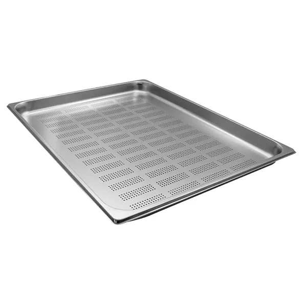 GASTRONORM STAINLESS STEEL PERFORATED TRAY 2/1 cm.65x53x4 capacity lt.12,4