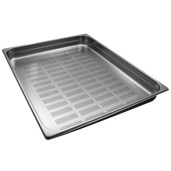 GASTRONORM STAINLESS STEEL PERFORATED TRAY 2/1 cm.65x53x6,5 capacity lt.20,2