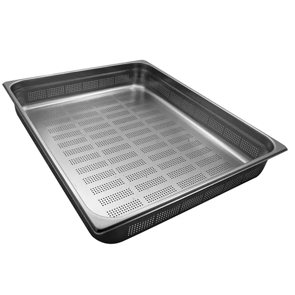 GASTRONORM STAINLESS STEEL PERFORATED TRAY 2/1 cm.65x53x10 capacity lt.31,0