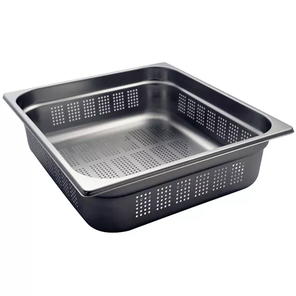 GASTRONORM STAINLESS STEEL PERFORATED TRAY 2/3 cm.32,5x35,4x10 capacity lt.9,9