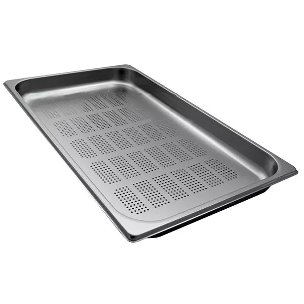 GASTRONORM STAINLESS STEEL PERFORATED TRAY 1/1 cm.53x32,5x4 capacity lt.6,0