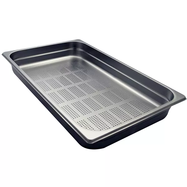 GASTRONORM STAINLESS STEEL PERFORATED TRAY 1/1 cm.53x32,5x6,5 capacity lt.9,8