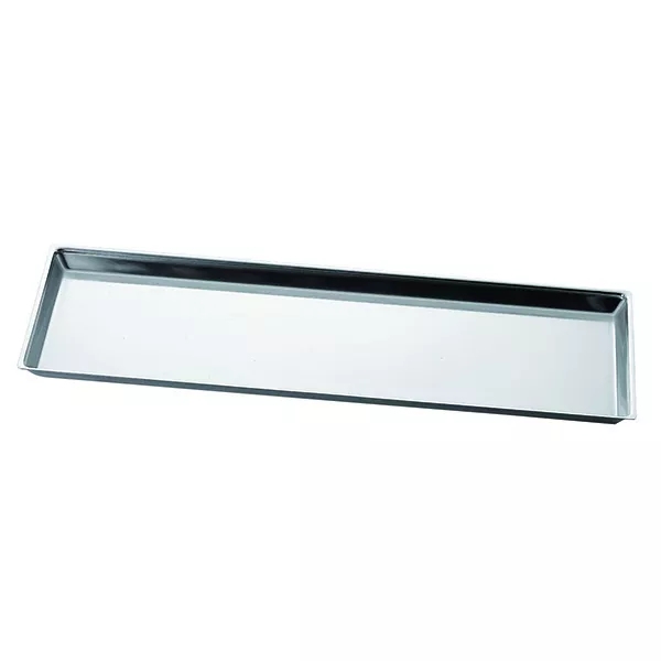 RECTANGULAR STAINLESS STEEL TRAY cm.80x30x2 WITH SHAPED CORNERS