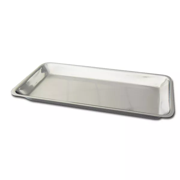 RECTANGULAR STAINLESS STEEL TRAY cm.41x31x2 WITH ROUNDED CORNERS