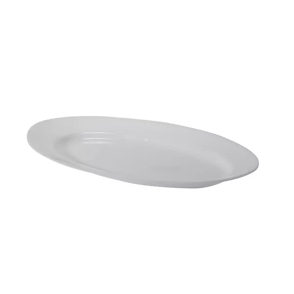 OVAL WHITE METHACRYLATE TRAY cm.44x28x3