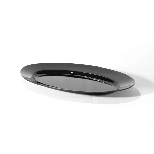 BLACK OVAL METHACRYLATE TRAY cm.44x28x3