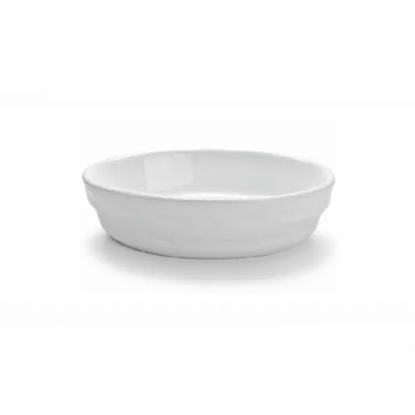 WHITE CORDED OVAL PORCELAIN BAKING DISH cm.24x15x4,5h