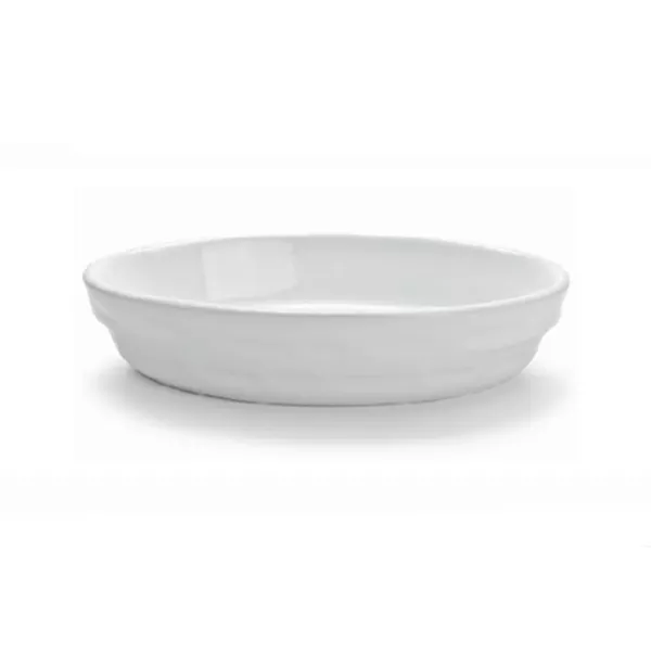 WHITE CORDED OVAL PORCELAIN BAKING DISH cm.36x22x5h