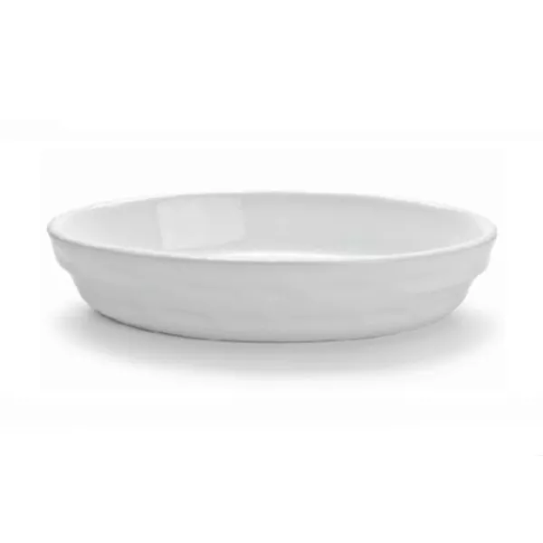 WHITE CORDED OVAL PORCELAIN BAKING DISH cm.42x26x5,5h