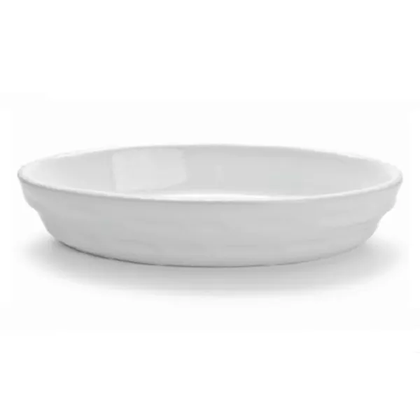 WHITE CORDED OVAL PORCELAIN BAKING DISH cm.48x30x6,5h