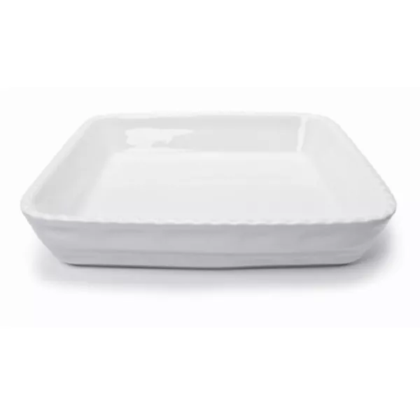 WHITE RECTANGULAR CORDED PORCELAIN BAKING DISH cm.40x26x5,5h