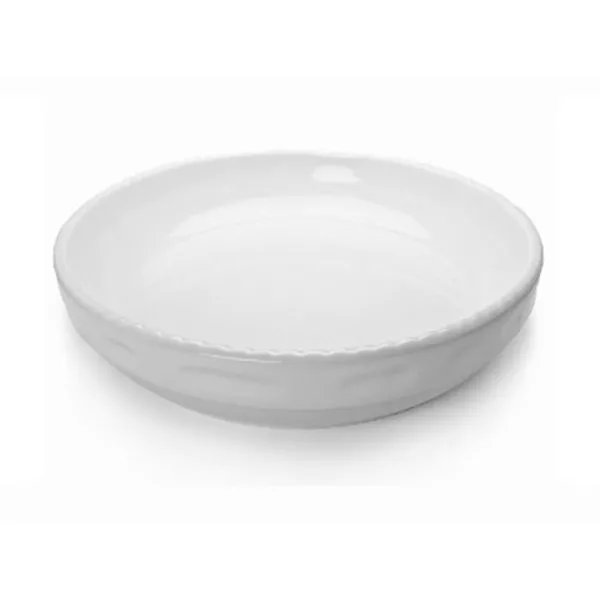 WHITE LOW CORDED ROUND PORCELAIN BAKING DISH cm.40x4,5h