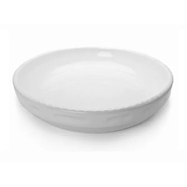 WHITE LOW CORDED ROUND PORCELAIN BAKING DISH cm.44x4,5h