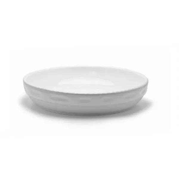 MEDIUM WHITE CORDED ROUND PORCELAIN BAKING DISH cm.36x6,5h