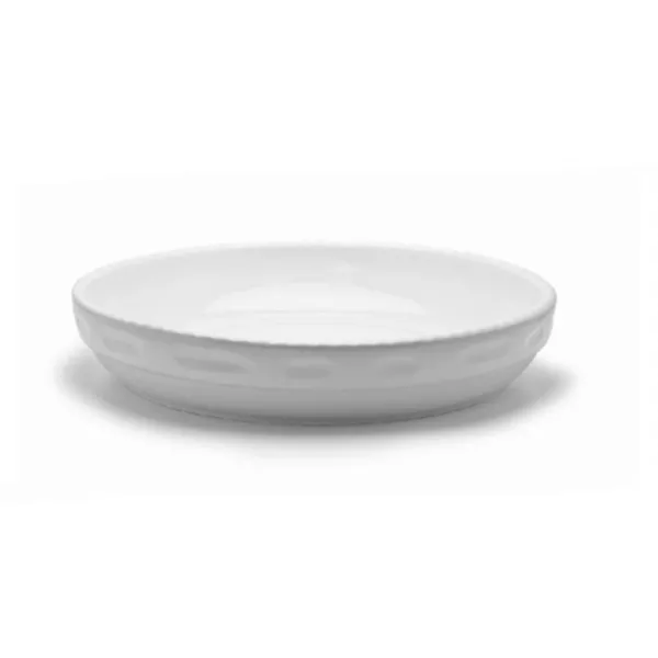 MEDIUM WHITE CORDED ROUND PORCELAIN BAKING DISH cm.40x6,5h