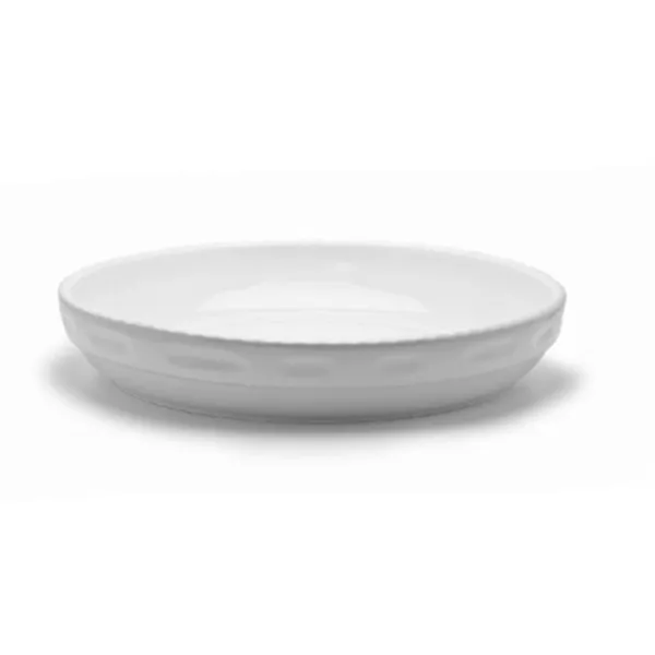 MEDIUM WHITE CORDED ROUND PORCELAIN BAKING DISH cm.44x6,5h