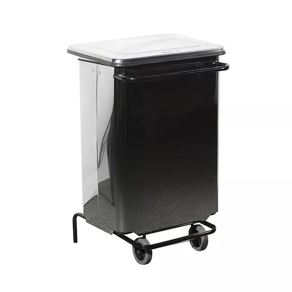 STAINLESS STEEL MINI WASTE BIN WITH PEDAL AND WHEELS lt.70 cm.45.5x42x70