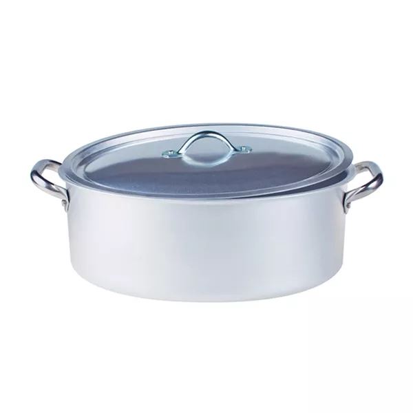 OVAL ALUMINUM CASSEROLE WITH LID cm. 40x28 h.16