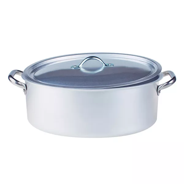 OVAL ALUMINUM CASSEROLE WITH LID cm. 45x31 h.16.5