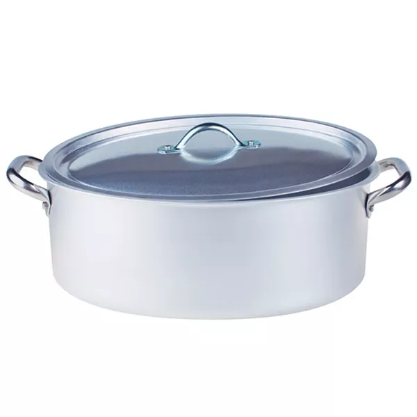 OVAL ALUMINUM CASSEROLE WITH LID cm. 50x36 h.17.5