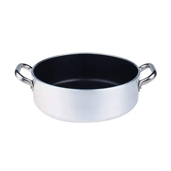 LOW NON-STICK ALUMINUM CASSEROLE 2 HANDLES cm. 28x9