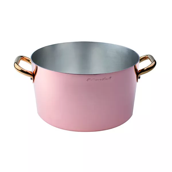 HIGH COPPER CASSEROLE 2 BRASS HANDLES cm. 24x14