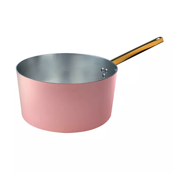 HIGH COPPER CASSEROLE 1 BRASS HANDLE cm. 18x10