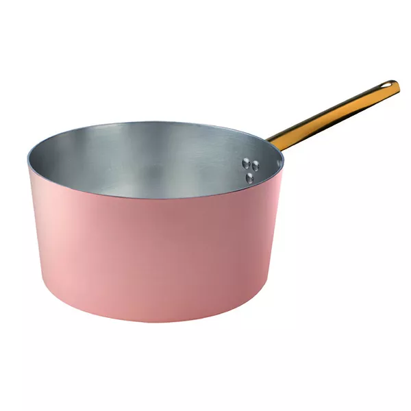 HIGH COPPER CASSEROLE 1 BRASS HANDLE cm. 20x11