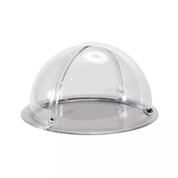 ROUND OPENABLE SHOWCASE IN POLYCARBONATE AND STAINLESS STEEL BASE dim. cm.38x21