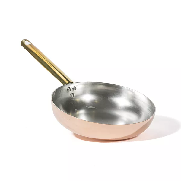 COPPER FRYING PAN 1 BRASS HANDLE cm. 24x6