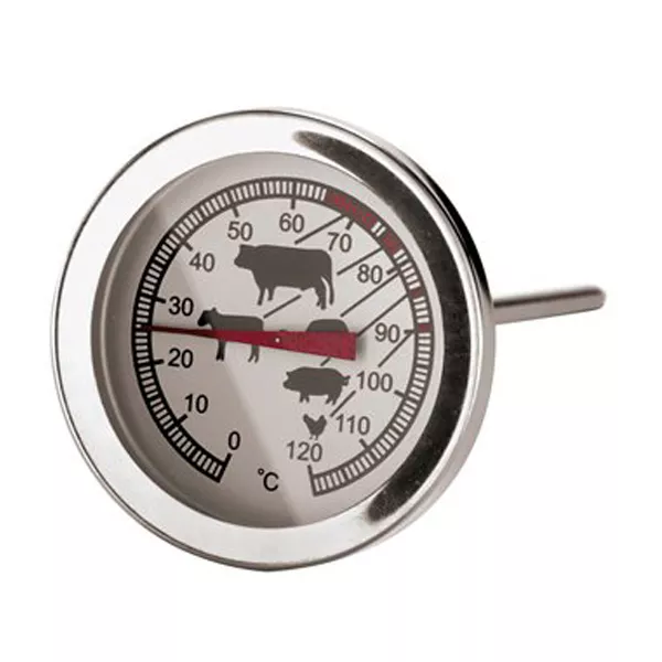 STAINLESS STEEL NEEDLE THERMOMETER FOR GRILLS AND MEATS 0° to 120°C