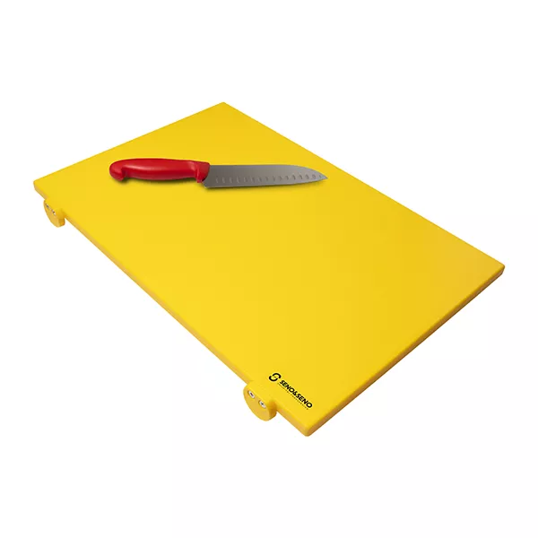 POLYETHYLENE CHOPPING BOARD WITH STOPPER cm.50X30X2 YELLOW