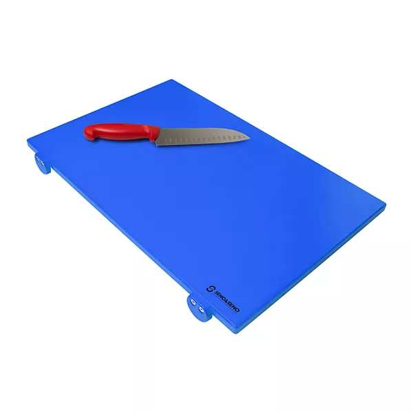 POLYETHYLENE CHOPPING BOARD WITH STOPPER cm.50X40X2 BLUE