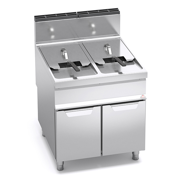 GAS FRYER 2 BASINS lt 20+20 BERTO'S MAXIMA 900 LINE ON CABINET BASE DIM. cm.80x90x90H