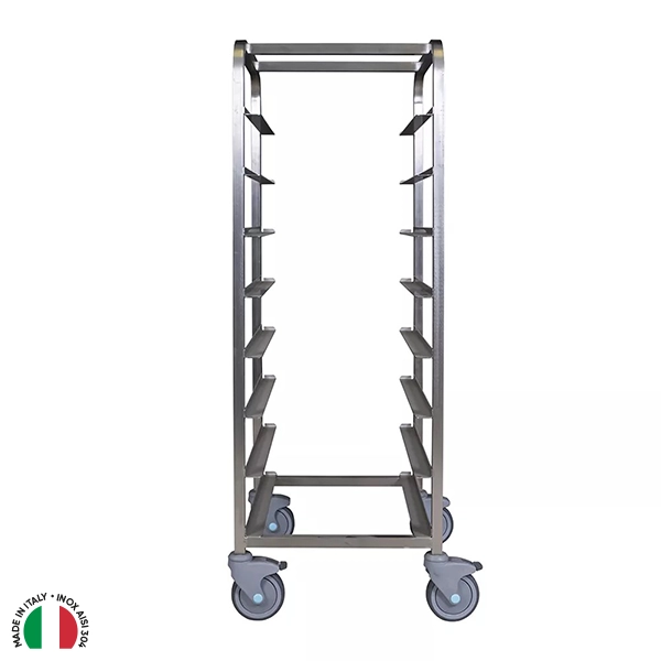 8-SPACE STAINLESS STEEL TROLLEY FOR BATHS cm. 60x40