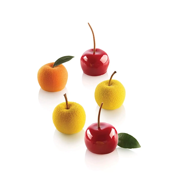 15cm Professional Silicone Apple, Cherry & Peach Mold, 3.9 x 3cm diam.