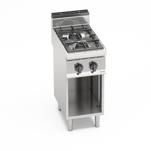 BERTO'S 2-BURNER GAS COOKER MACROS 700 LINE ON OPEN BASE DIM. cm.40x70x90H