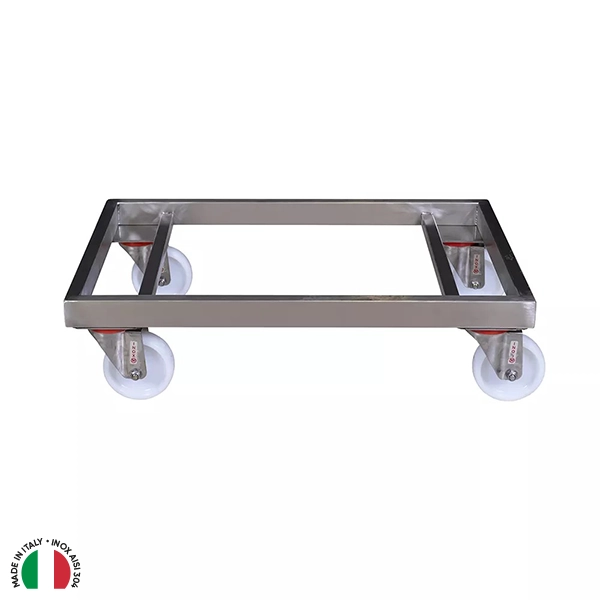 STAINLESS STEEL TROLLEY FOR 130 LT. TANK. WITH STAINLESS STEEL WHEELS