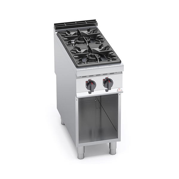 BERTO'S MAXIMA 900 LINE 2-BURNER GAS COOKER ON OPEN BASE DIM. cm.40x90x90H