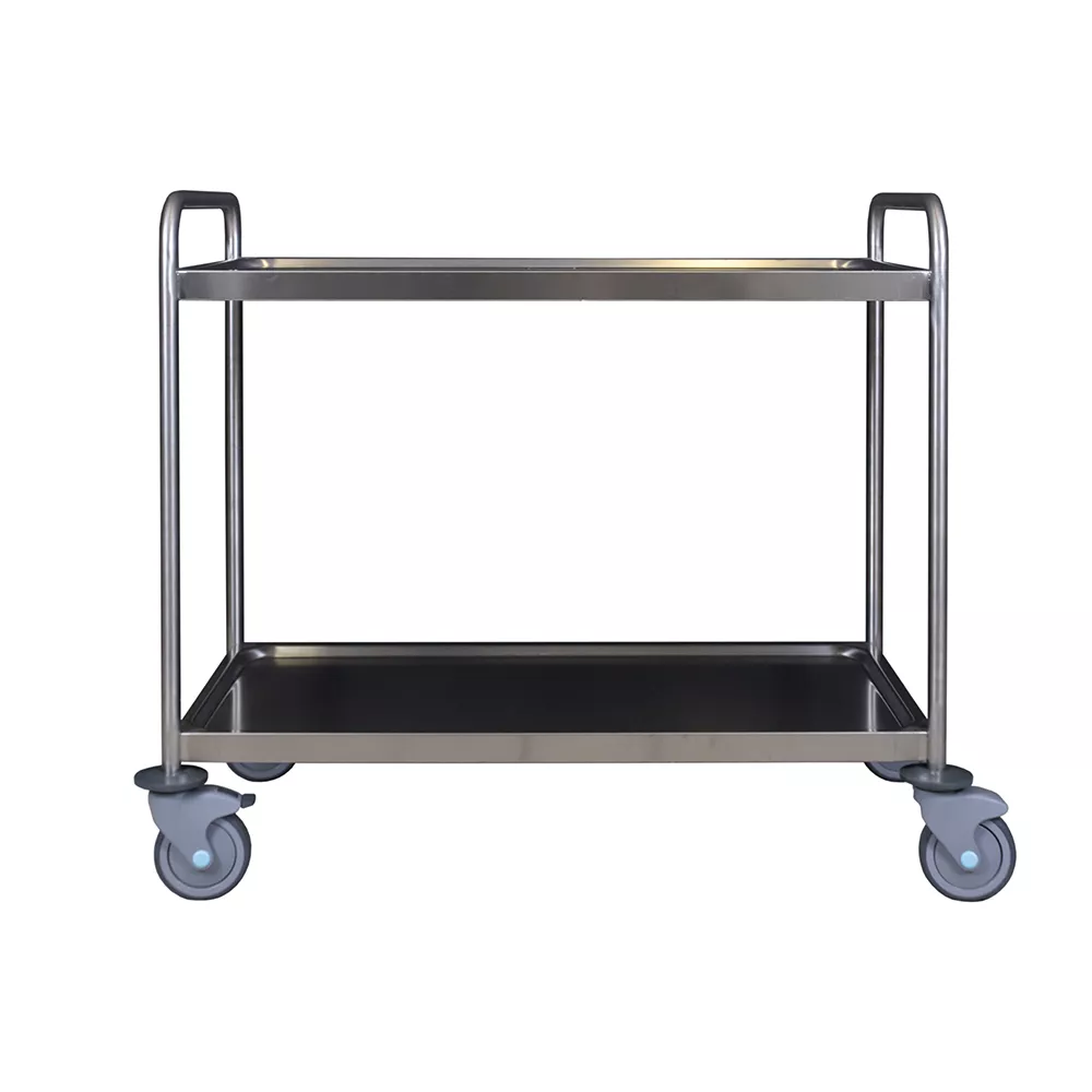 STAINLESS STEEL SERVICE TROLLEY WITH DOUBLE LEVELS cm.100x50x90H
