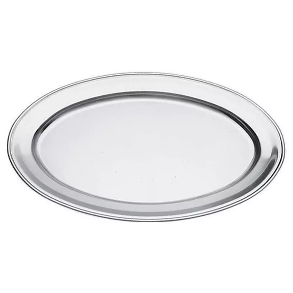 OVAL SERVING PLATE IN STAINLESS STEEL WITH EDGE cm.60x40