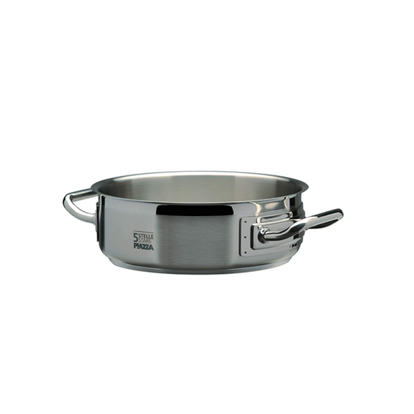 STAINLESS STEEL LOW CASSEROLE 2 HANDLES cm. 28x9