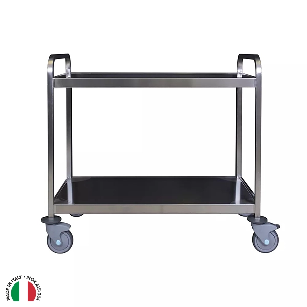 DOUBLE-TIER REINFORCED STAINLESS STEEL PANTRY TROLLEY cm. 100x56.5